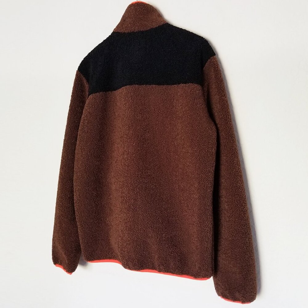 Scotch & Soda Zip-Up Color Block Teddy Fleece Jacket Brown Black Men's M $195 - Picture 7 of 16